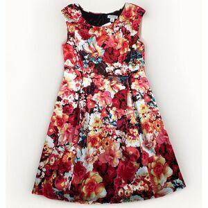 Liz Claiborne Floral‎ Dress Women's 12 NWT Red Orange